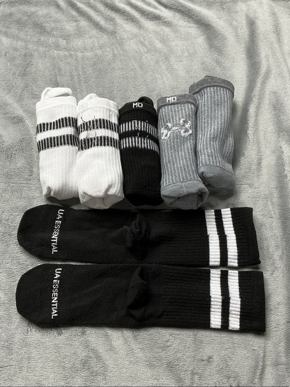 Under Armour Kids Crew Socks - Black, White & Gray Stripe Pack